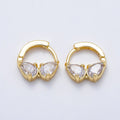 16K Gold Filled Double Clear CZ Teardrop Cartilage Huggie