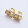 16K Gold Filled Micro Paved CZ Multiple Band Claw Cartilage Huggie