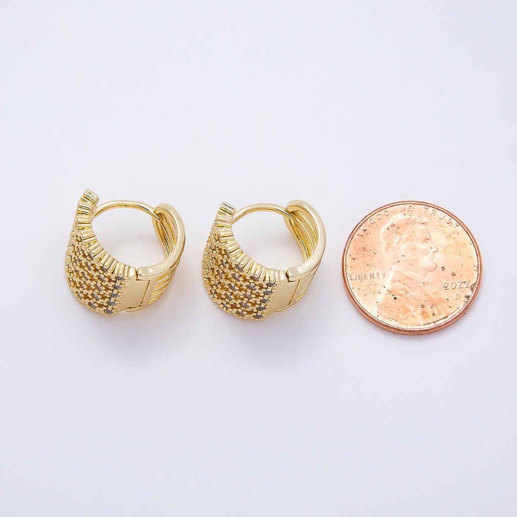 16K Gold Filled Micro Paved CZ Multiple Band Claw Cartilage Huggie