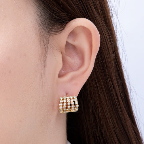 16K Gold Filled Micro Paved CZ Multiple Band Claw Cartilage Huggie