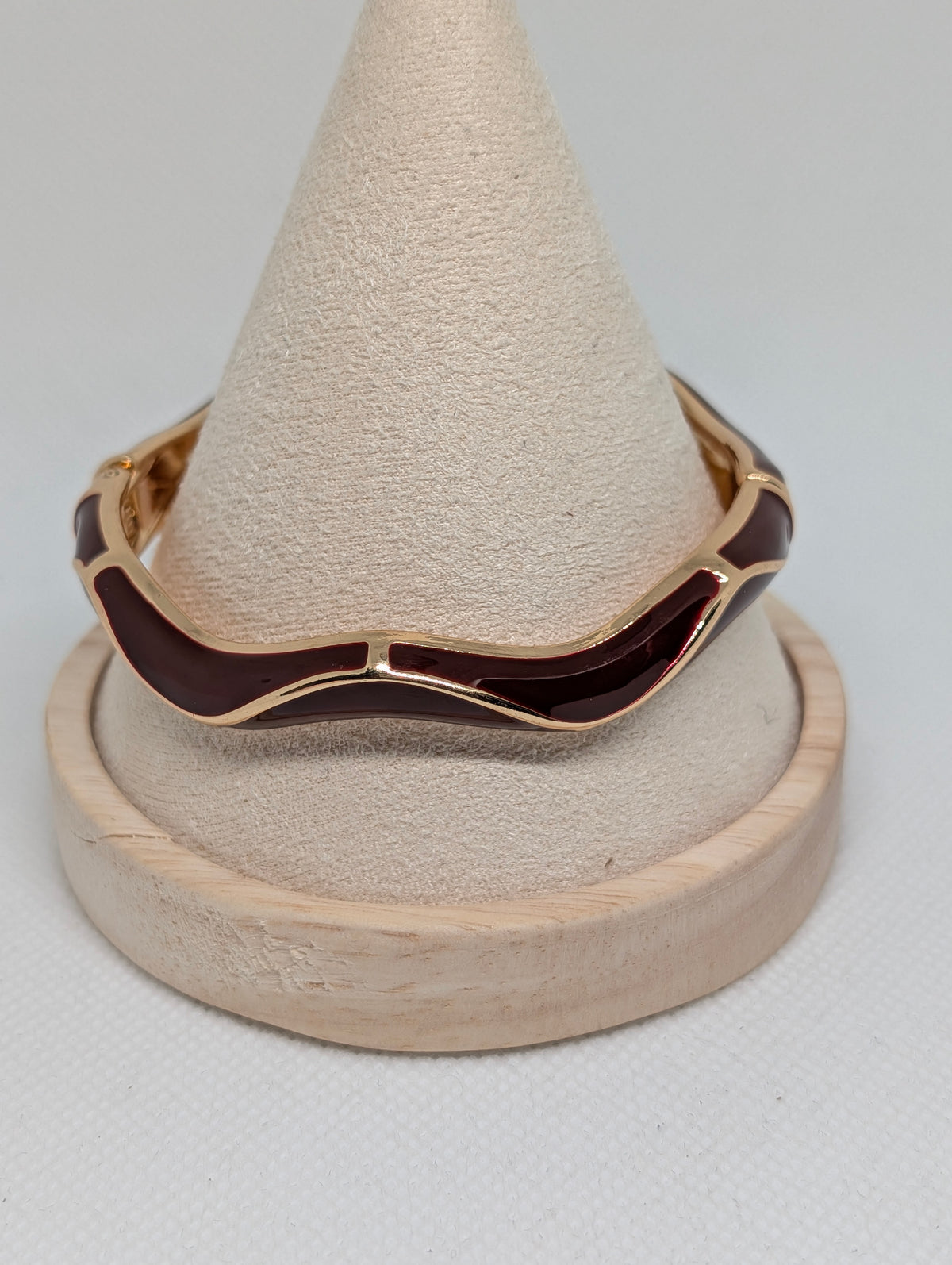 Modern Wavy Enamel Hinged Bangle Bracelet