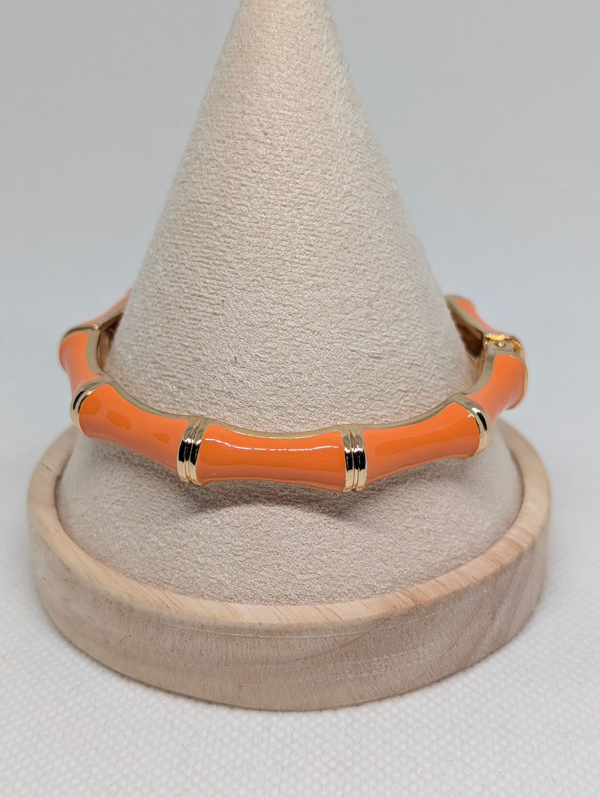 Chic Glossy Enamel & Gold Bamboo-Style Hinged Bangle