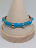 Chic Glossy Enamel & Gold Bamboo-Style Hinged Bangle