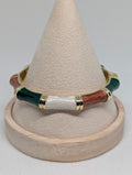 Retro Color-Block Enamel Bamboo Hinged Bangle