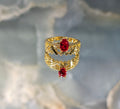 Oval Red Stone Filigree Statement Ring
