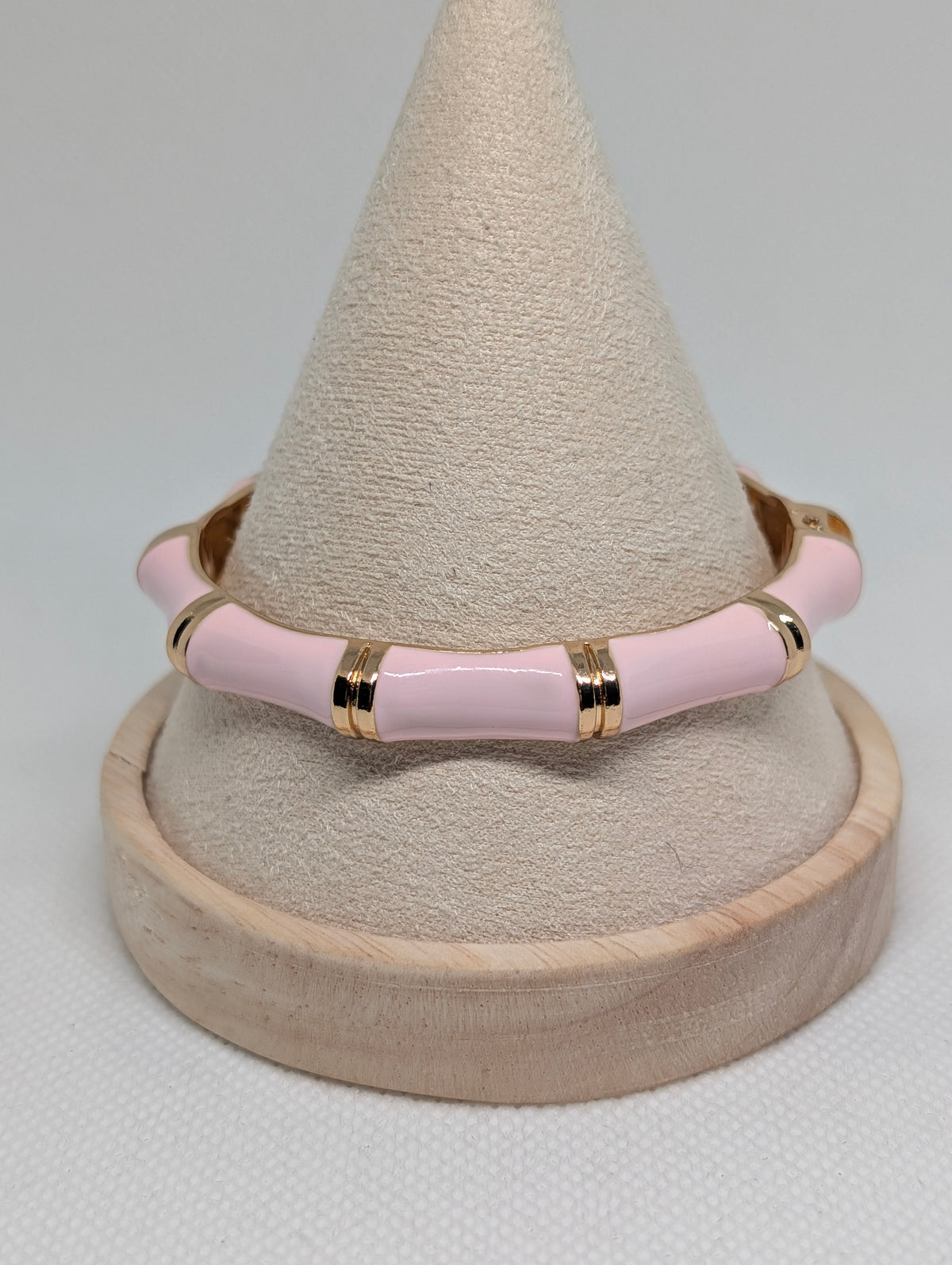 Chic Glossy Enamel & Gold Bamboo-Style Hinged Bangle